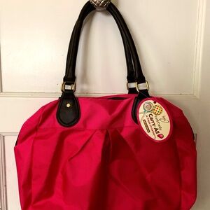 Chic Pink and Black Tote with Sturdy Handles, NWT
